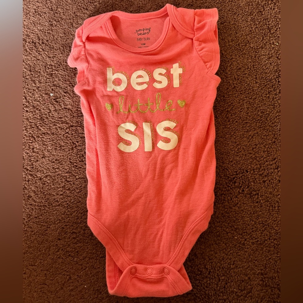 Jumping Beans Coral 'Best Little Sis' Bodysuit